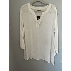 MODA FRESCA, Women's White Silver 3/4 Sleeves, Cover Up Size 1X